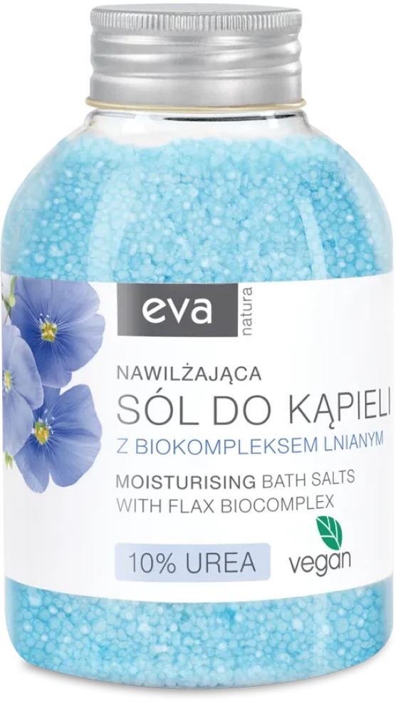 EVA NATURA Nawilżająca sól do kąpieli z biokompleksem lnianym z 10% mocznikiem